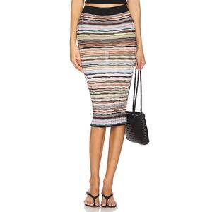 Missoni Space Dyed Cotton Blend Skirt in Multicolor Stripe IT 38 US 2